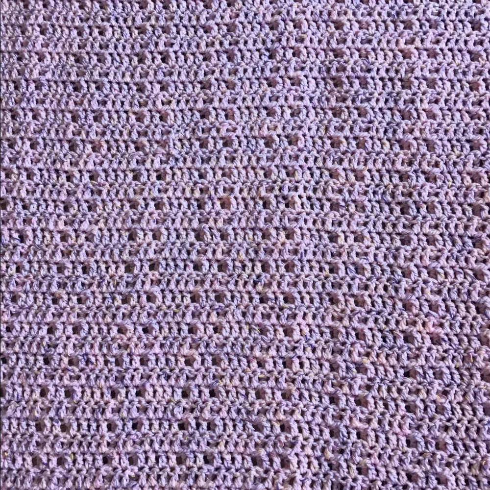 Lap Blanket pink purple 44” x 29” hand crocheted purple nice & warm cozy